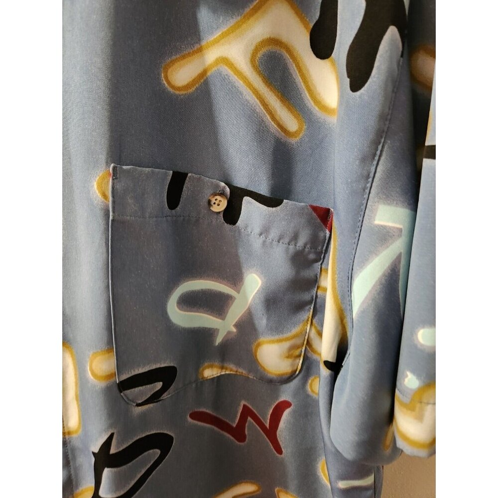 Danelli Casual Shirt Size Large Letter Pattern Made In Canada - Picture 2 of 4